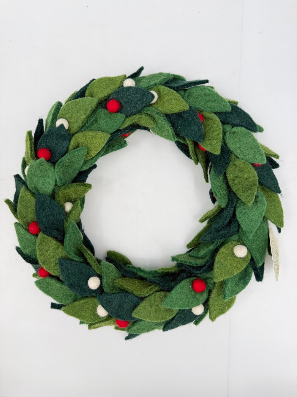 Trader Joes Holiday Christmas Handcrafted Felted Wool Wreath Hanging Centerpiece